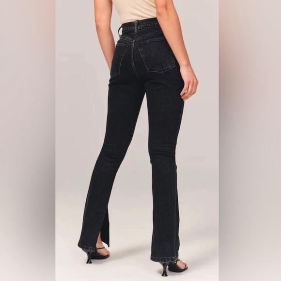 Abercrombie & Fitch Denim - Abercrombie & Fitch Split Hem Jeans Sz 25 Black Denim Skinny High Rise